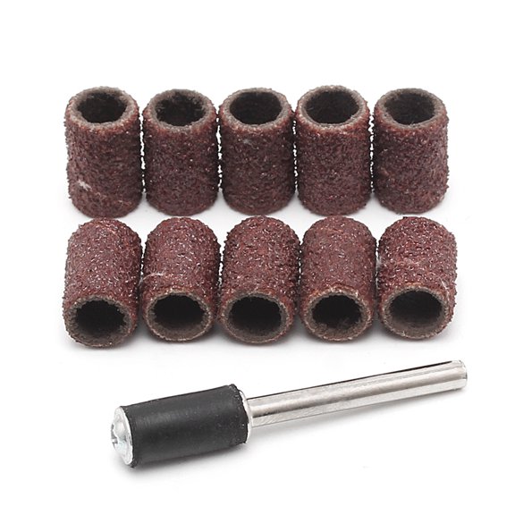 10Pcs 6mm Grit 120# Sanding Bands +3.17mm Mandrel Rotary Tool Nail Drill Bits