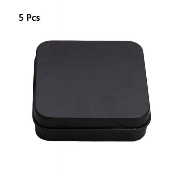 【Ready Stock】 5 Pcs Mini Metal Tins Container Square Hinged Flip Storage Tin Box Small Kit Cas