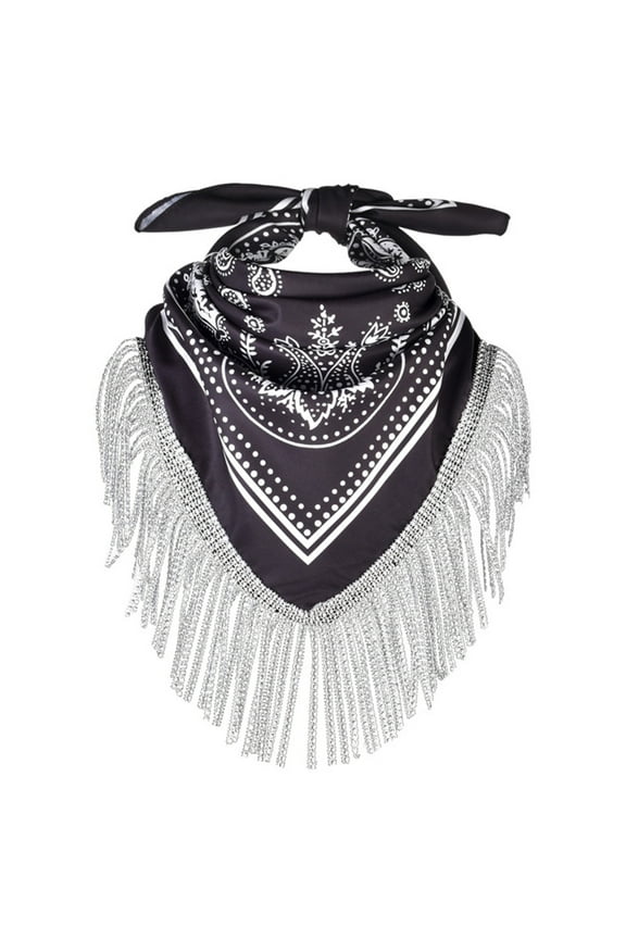 【Ready Stock】 Cowgirl Bandanas Shawl Rhinestones Fringe Paisley Scarf Bachelorette Bandanas Cowboys Bandanas Rhinestones Neckerchief