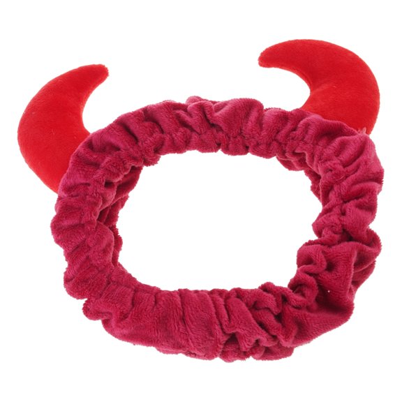 Plush Red Ox Devil Demon Horns Headband Makeup Shower Wash Face Sport Velvet Hair Band Female Girls Funny Festival New Year Party Bandana Turban