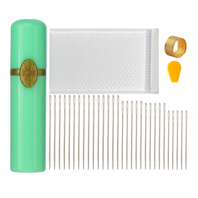 【Ready Stock】 Stitching Needle Hand Sewing Needle Set Thimble Large Eye
