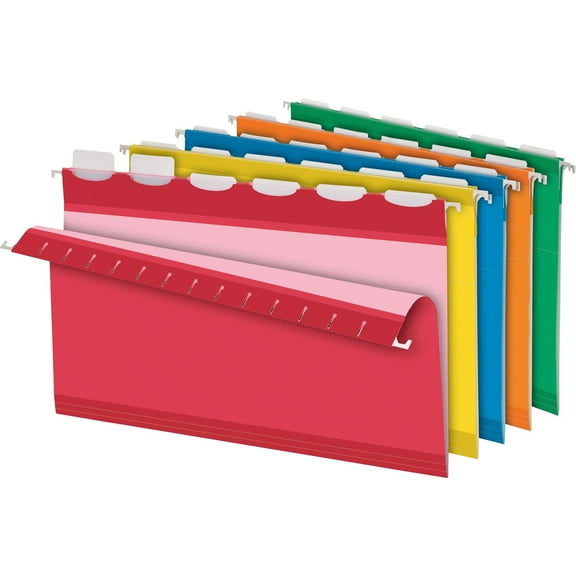 Ready-Tab Colored Reinforced Hanging Folders, Legal Size, 1/6-Cut Tab, Assorted, 25/box | Bundle of 5 Boxes