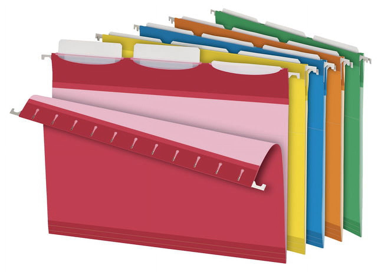 Ready-Tab Colored Reinforced Hanging Folders, Letter Size, 1/3-Cut Tab, Assorted, 25/box | Bundle of 5 Boxes