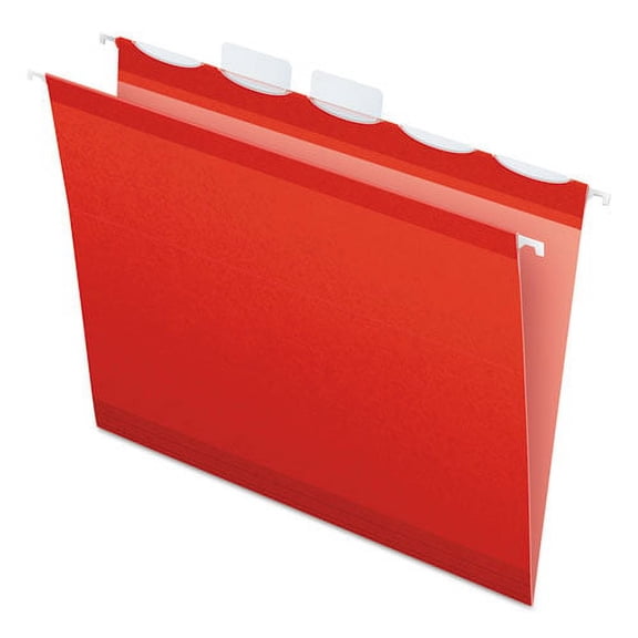 Ready-Tab Colored Reinforced Hanging Folders, Letter Size, 1/5-Cut Tab, Red, 25/box | Bundle of 2 Boxes