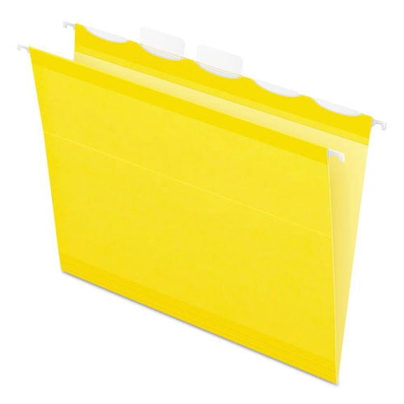 Ready-Tab Colored Reinforced Hanging Folders, Letter Size, 1/5-Cut Tabs, Yellow, 25/Box | Bundle of 10 Boxes