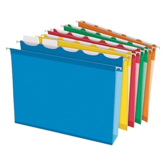 Ready-Tab Extra Capacity Reinforced Hanging File Folders, Letter Size, Assorted Colors, 5 Tab, 20/BX (42700)