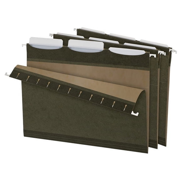 "Ready-Tab Reinforced Hanging File Folders, Letter Size, 1/3-Cut Tab, Standard Green, 25/box | Bundle of 5 Boxes"