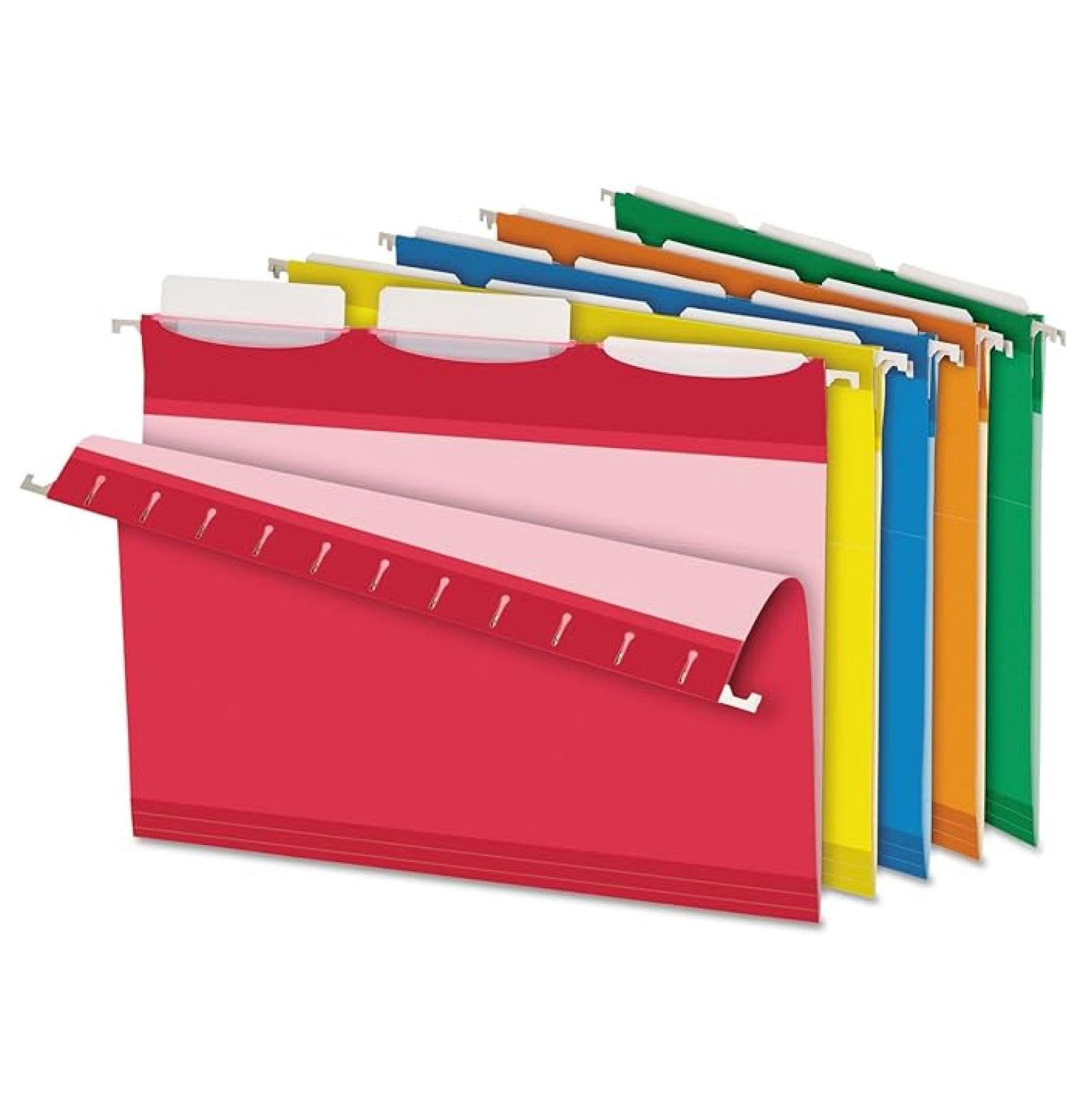 Ready-Tab Reinforced Hanging File Folders, Letter Size, 3 Tab, Assorted Colors, 25/BX (42621)