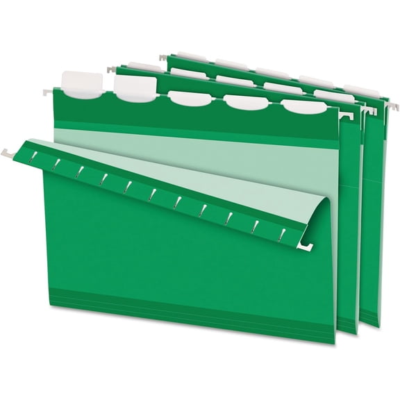 Ready-Tab Reinforced Hanging File Folders, Letter Size, Bright Green, 5 Tab, 25/BX (42626)