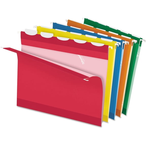 Ready-Tab Reinforced Hanging Folders, Letter Size, Assorted Colors, 5 Tab, 25/BX (42592)