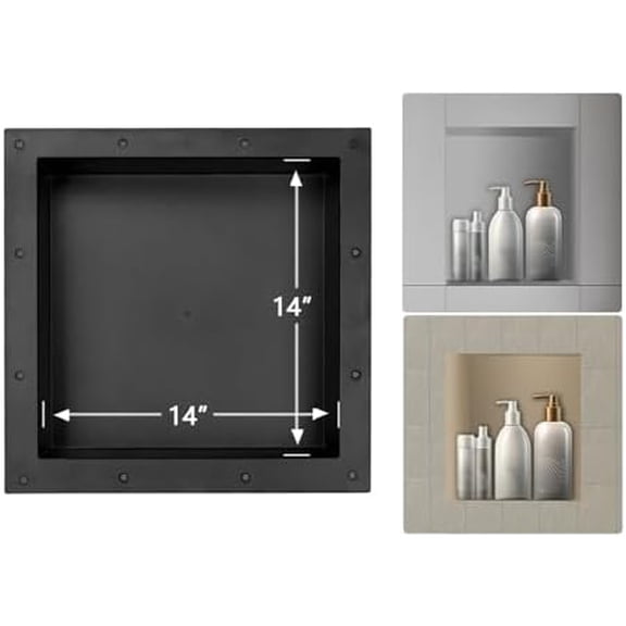 Ready Tile Shower Niche Shelf 17"x17"Inside 14"x14" With Texture - Single Shelf Shower Shelf Insert for Bathroom Niche Storage, Water and Leak Proof Wall Niche Insert$$Tools & Hardware Other