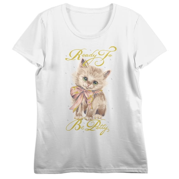 Ready To Be Petty Crew Neck Short Sleeve Women's White T-shirt-XS