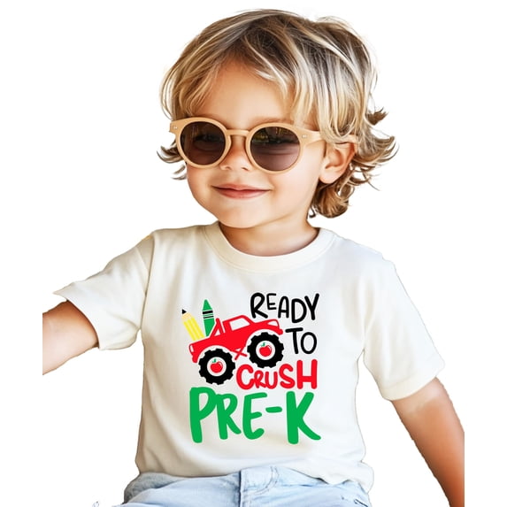 Ready To Crush Pre-K Shirt for Boys First Day of School Tee Natural Shirt 5-6