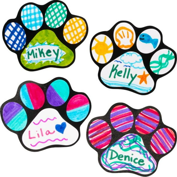 Ready-To-Decorate Student Name Paw-Print Magnets - 32 magnets