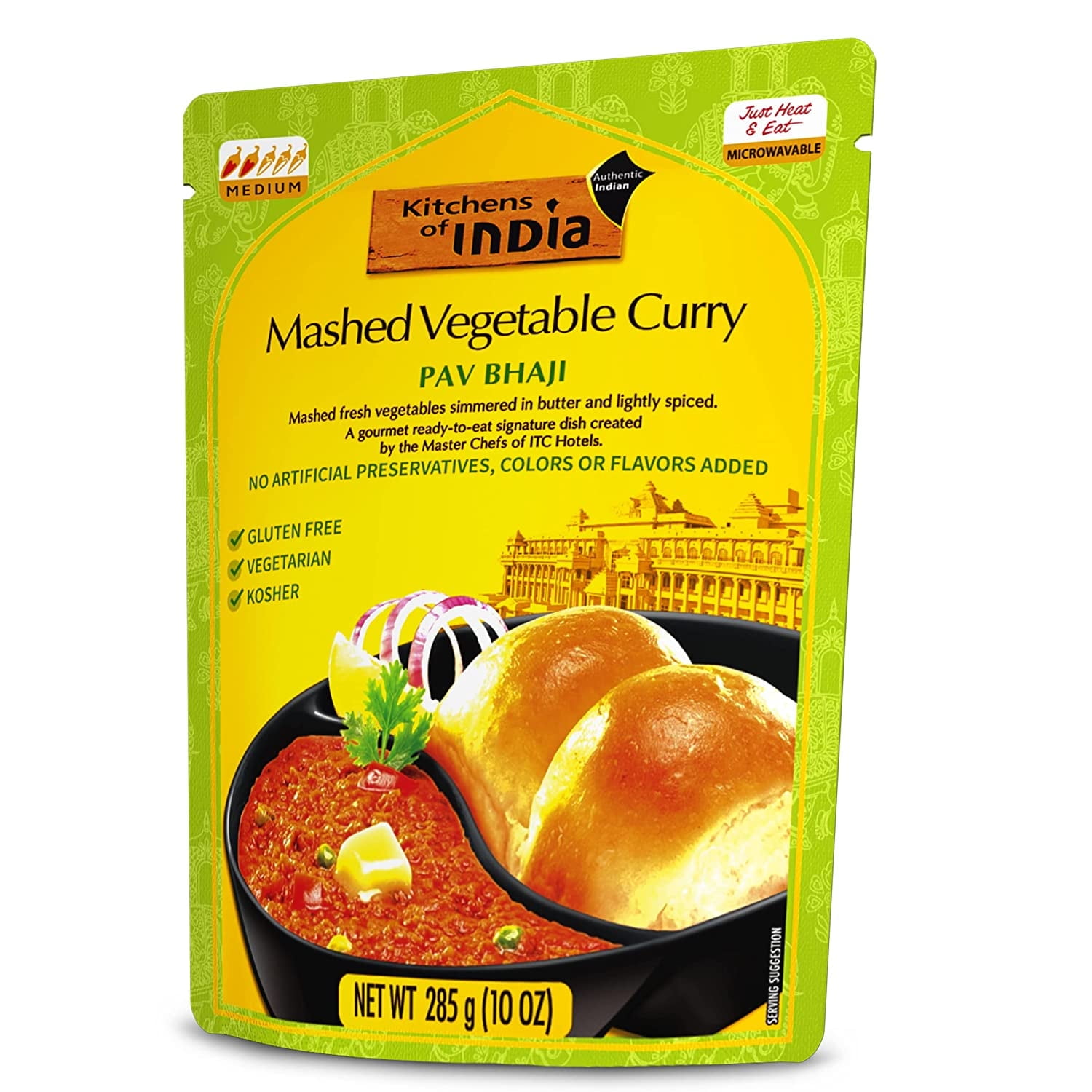 Kitchens Of India Ready-to-Eat Pav Bhaji - Mashed Vegetable Curry, 10-Ounce Boxes (Pack Of 6)