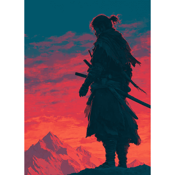 Ready To Hang Warrior With Sword Canvas Print, Modern Aesthetic Art for Bedroom Bathroom Living Room Decor