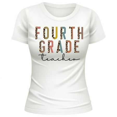 Ready To Press Sublimation Heat Press Transfer For Back To School - 4th Grade Teacher Leopard Print Transfers