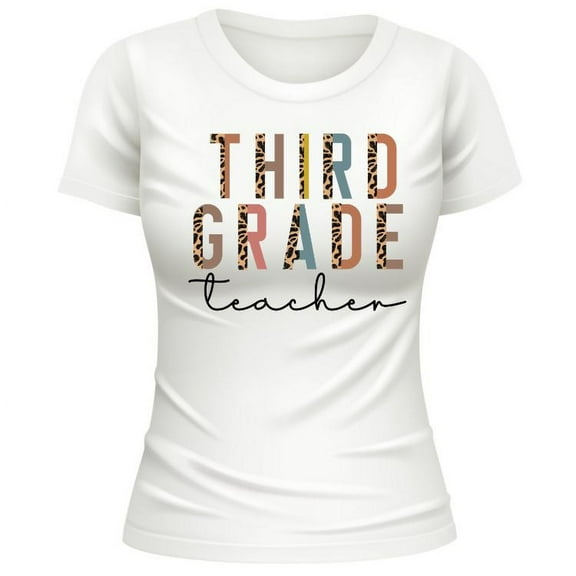 Ready To Press Sublimation Heat Press Transfer For Third Grade Teachers - Leopard Print Back To School Transfers