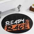 thumbnail image 1 of Ready To Race White And Orange Round Carpet Circle Rug Outdoor Patio Area Rug Washable Large Area Rugs Hallway Room Decor Fitness Mats, 1 of 8