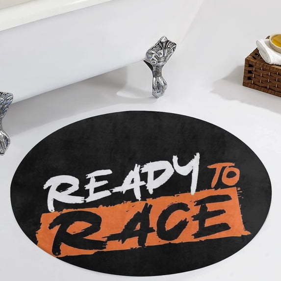Ready To Race White And Orange Round Carpet Circle Rug Outdoor Patio Area Rug Washable Large Area Rugs Hallway Room Decor Fitness Mats
