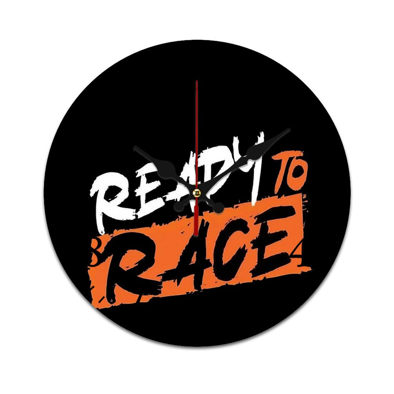 Ready To Race White And Orange Wall Clock Modern Design Clocks Wall ...