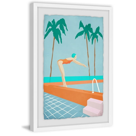 Ready To Take A Dip Framed Painting Art Print, 8.00" x 1.50"