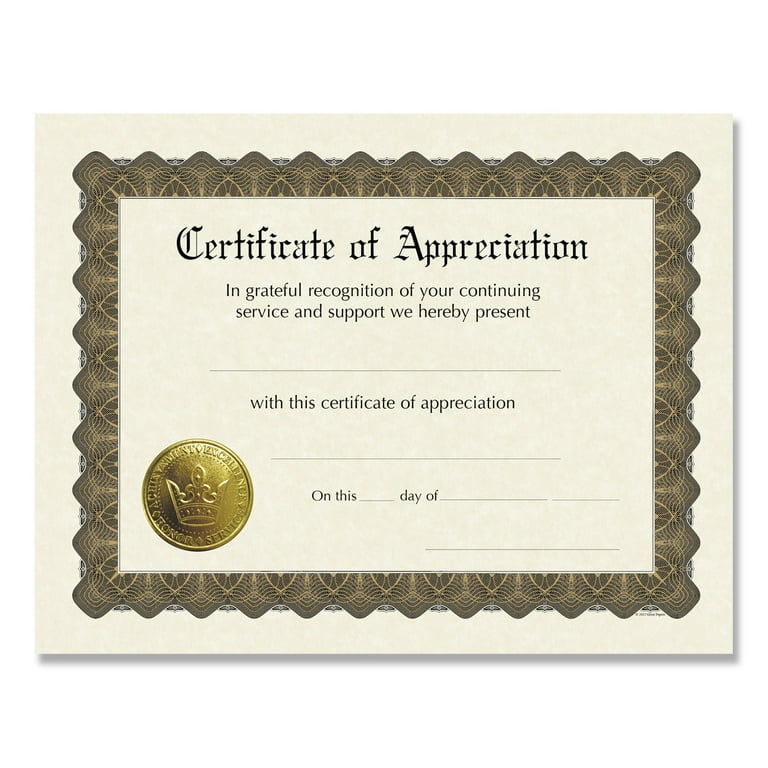 Ready-to-Use Certificates, Appreciation, 11 x 8.5, Ivory/Brown/Gold Colors with Brown Border, 6/Pack Ready-to-Use Certificates, Appreciation, 11 x 8.5, Ivory/Brown/Gold Colors with Brown Border, 6/Pack