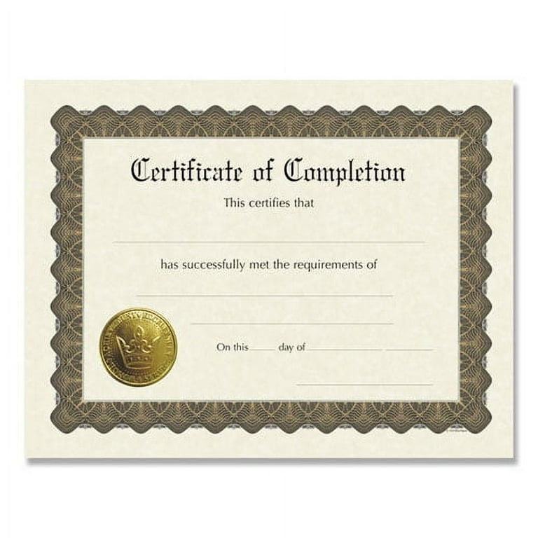 Ready-to-Use Certificates, Completion, 11 x 8.5, Ivory/Brown/Gold Colors with Brown Border, 6/Pack Ready-to-Use Certificates, Completion, 11 x 8.5, Ivory/Brown/Gold Colors with Brown Border, 6/Pack