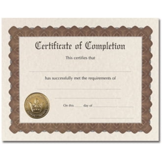 Ready-to-Use Certificates, Completion, 11 x 8.5, Ivory/Brown/Gold Colors with Brown Border, 6/Pack Ready-to-Use Certificates, Completion, 11 x 8.5, Ivory/Brown/Gold Colors with Brown Border, 6/Pack