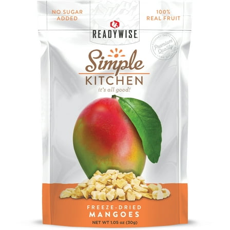 Wise Foods Simple Kitchen Freeze Dried Mangos Single Pouch Four Servings