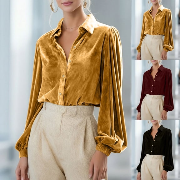 Ready for Back to School GaThRRgYP Slim Fitted Long Sleeve Shirts for Women,Women's Solid Color Corduroy Shirt Jacket for Winter Casual Tops Wine S