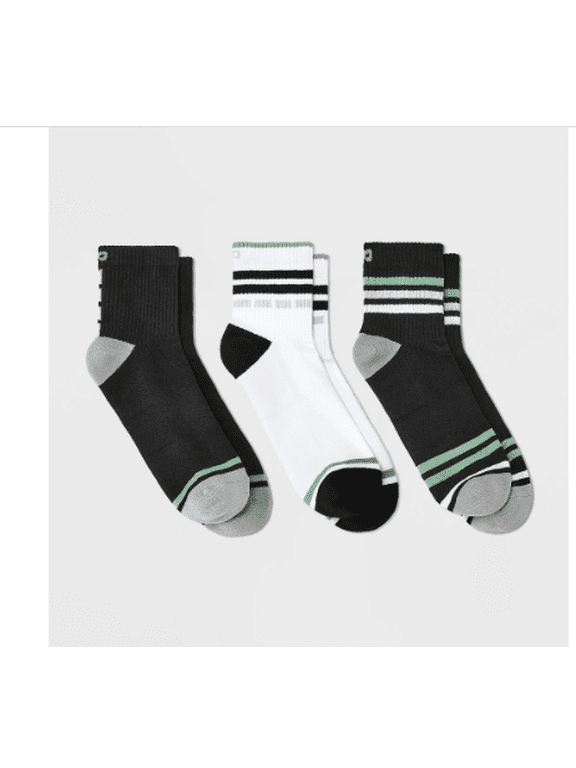 Ready for Everything Tech Black/White Stripe Socks, Cushion Ankle, 4-Way Stretch