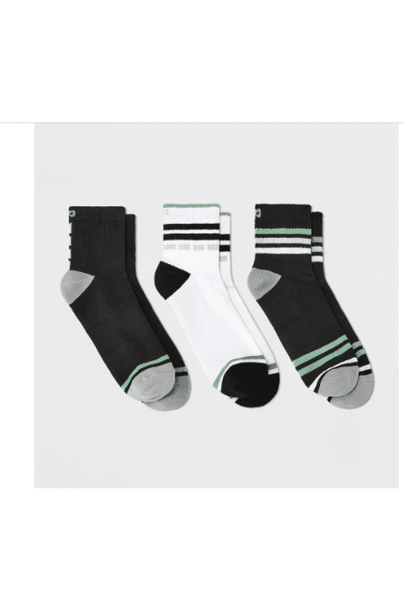 Ready for Everything Tech Black/White Stripe Socks, Cushion Ankle, 4-Way Stretch