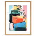 thumbnail image 1 of Ready for Holiday Linocut Travel Bags Suitcases Bright Preppy Aesthetic Artwork Framed Wall Art Print 9X7 Inch, 1 of 5