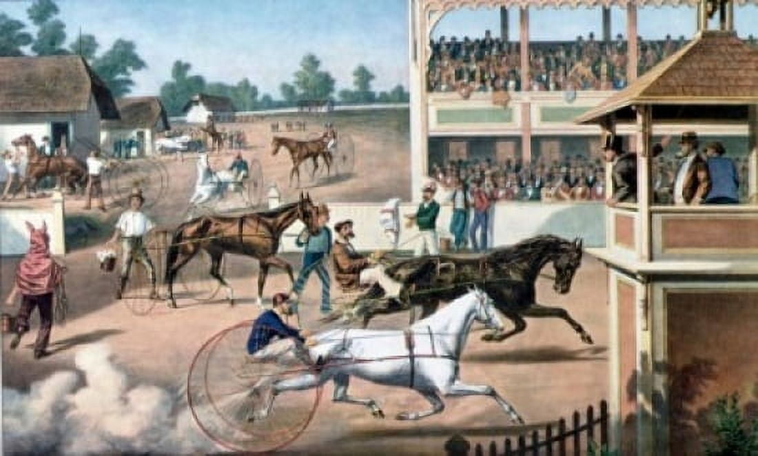 Ready for the trot Bring up Your Horses from Currier & Ives lithograph 1877 (1834-1907) Canvas Art - Currier & Ives (24 x 36)