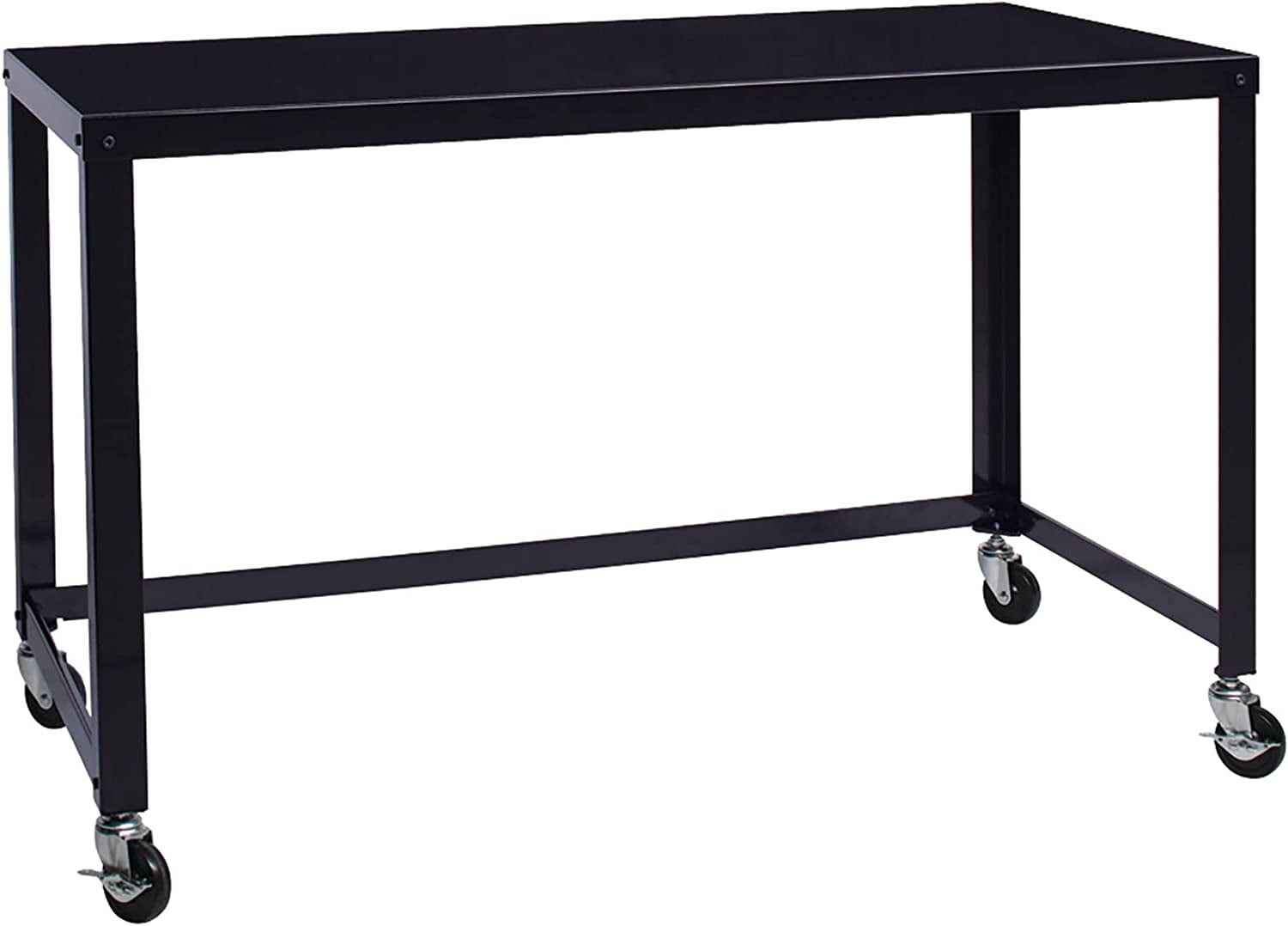 Modern Mobile 48" Black Steel Home Office Desk with Filing Cabinet