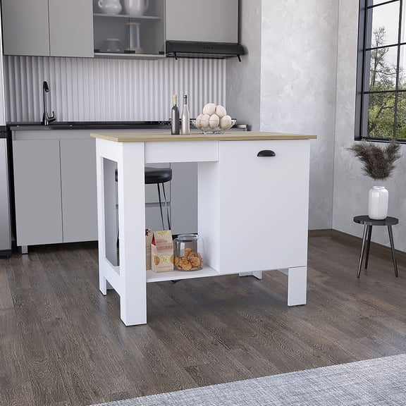 Ready - to - Assemble Kitchen Island with One Drawer | Great for Baking in the Kitchen | Offers Durable Storage Solution