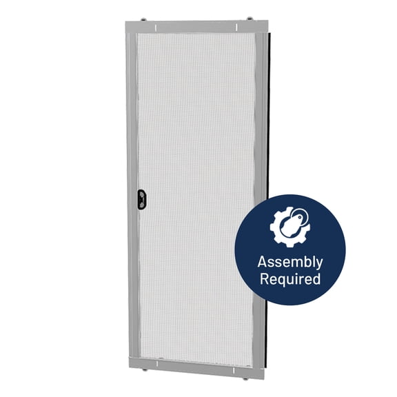 Ready-to-Assemble Adjustable Sliding Screen Door Kit White, 36", Fiber Mesh, Fits 95% of U.S. Doors