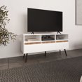 thumbnail image 1 of Ready - to - Assemble TV Stand, 3 Drawers 3 Shelves, Sustainably Made, White/Natural Oak / Access Media Easily, 1 of 4