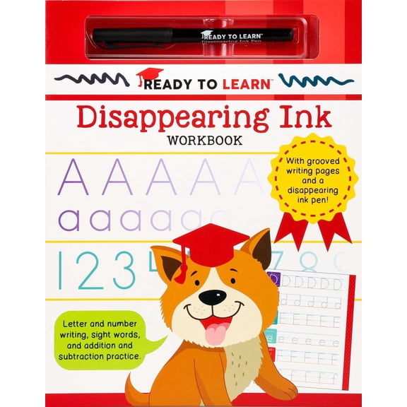 Ready to Learn Disappearing Ink Workbook: With Grooved Writing Pages and a Disappearing Ink Pen! Letter and Number Writing, Sight Words, and Addition and Subtraction Practice (Spiral-Bound)