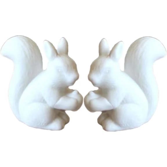 Ready to Paint Ceramic Bisque Unpainted Ceramic Squirrels Figurine for Kid's DIY Gift Set of 2