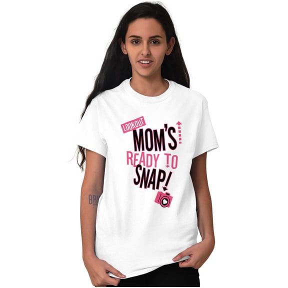 Ready to Snap Motherhood Humor Funny Women's Plus Size Graphic Tee Brisco Brands 2X