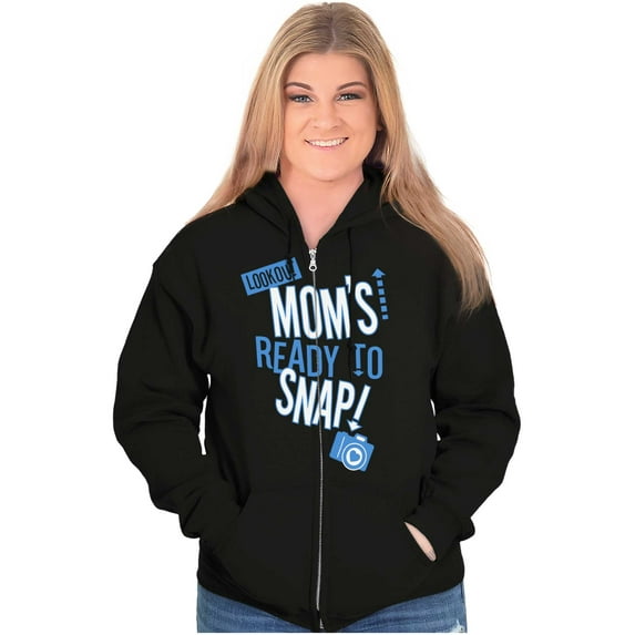 Ready to Snap Motherhood Humor Funny Womens Plus Size Graphic Zipper Hoodie Brisco Brands 2X