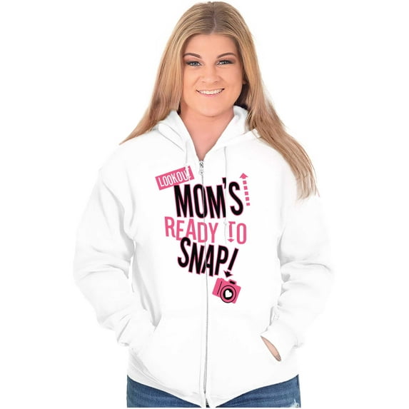 Ready to Snap Motherhood Humor Funny Zip Hoodie Sweatshirt Women Brisco Brands M