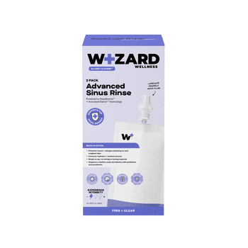 Wizard Wellness Advanced Sinus Rinse, Pre-Mixed Saline Nasal Wash, Drug-Free, Free + Clear, 3-Pack