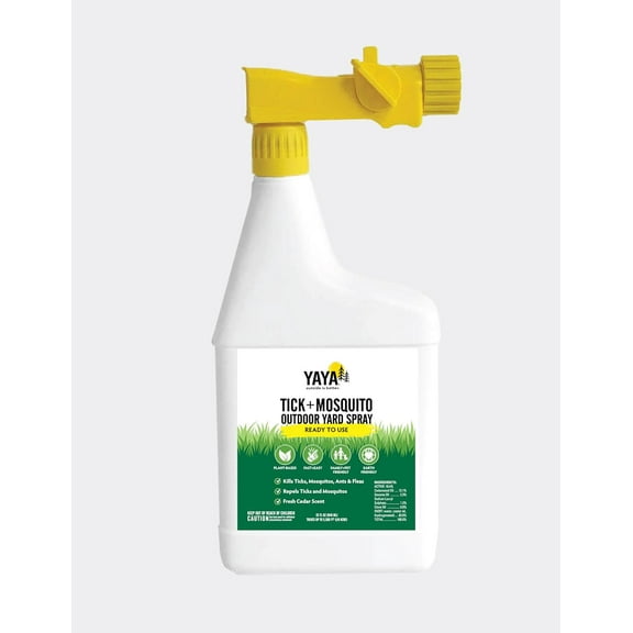 Ready-to-Use Tick + Mosquito Outdoor Yard Spray  Made with Essential Oils, Plant-Derived, Easy Do-It-Yourself Treatment, Safe to Use Around Kids, Pets and Plants  32 oz