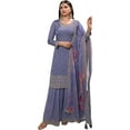 thumbnail image 1 of Ready to Wear Indian Designer Shalwar Kameez Outfits Swen Pakistani Palazzo Suits ( Blue, 6XL - 54 ), 1 of 4