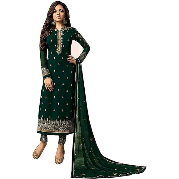 Ready to Wear Indian Designer Shalwar Kameez Suits Pakistani Churidar Outfits ( Green, XXL - 46 )