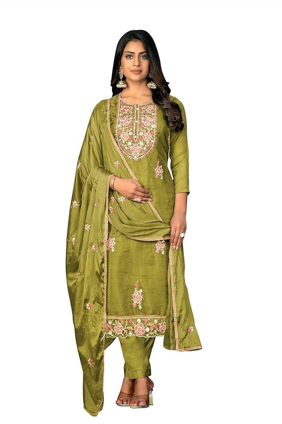 Ready to Wear Indian Dress for Women Designer Embroidred With Bottom & Dupatta