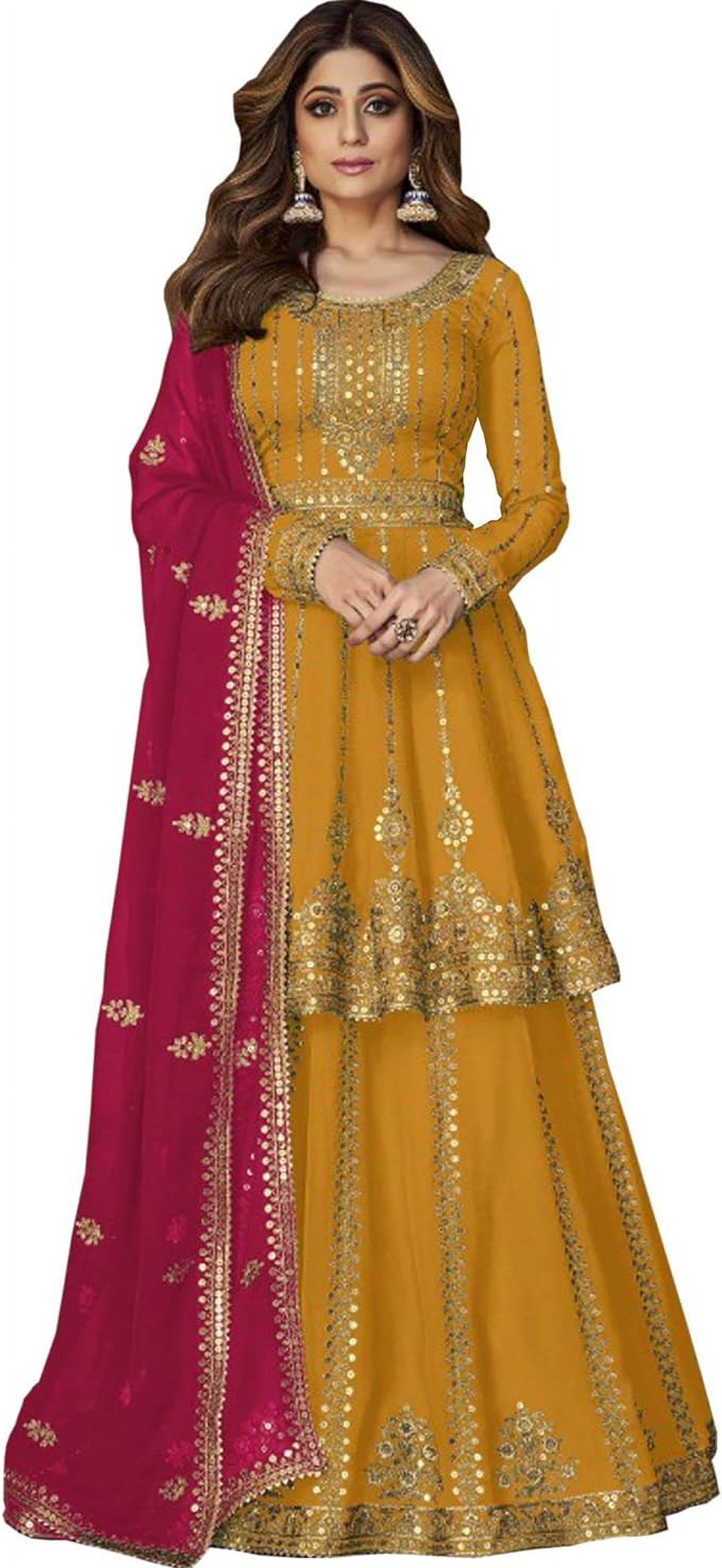 Designer Indian Pakistani Anarkali Shalwar Kameez Suit For Women - Embroidered Ready To Wear Ethnic Dress - View #2